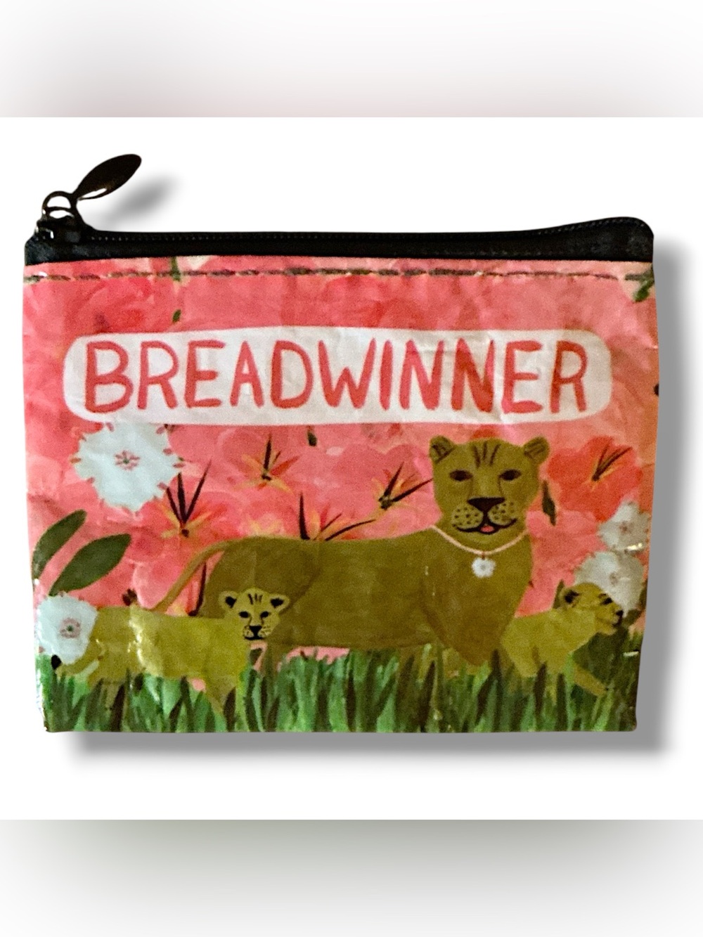 NWOT Blue Q “Breadwinner” Change Purse Eco-Friendly Big Cats Lioness Unused